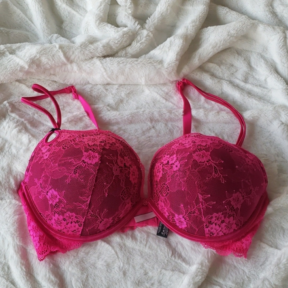 Sexy little things hot pink and black 3 way convertible pushup bra.
